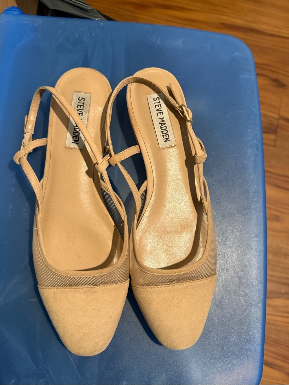 Steve Madden Beige Nude Slingback Pointed-Toe Flats